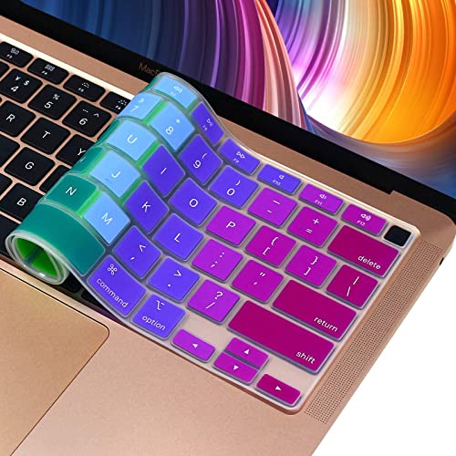 Keyboard Cover Skin for 2020 MacBook Air 13 inches M1 Chip | Silicone, US/ANSI Layout, Anti-Spill, DustProof, Keyboard Protector Accessories - color: Rainbow