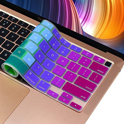 Keyboard Cover Skin for 2020 MacBook Air 13 inches M1 Chip | Silicone, US/ANSI Layout, Anti-Spill, DustProof, Keyboard Protector Accessories - color: Rainbow