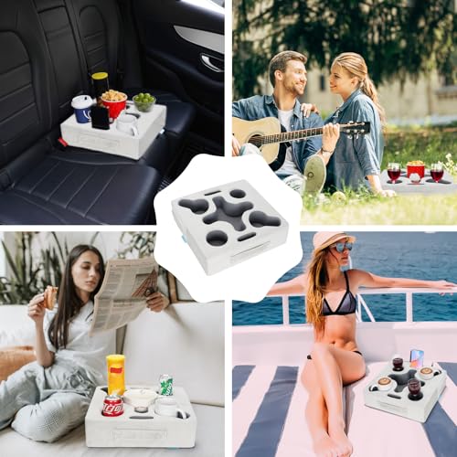 Couch Cup Holder, Silver Grey | Sofa Cup Holder Pillow Tray Caddy, For Bed, RV, TV, Car, Man Cave, Backseat, Holds Remote, Drinks, Snacks - color: SilverGrey