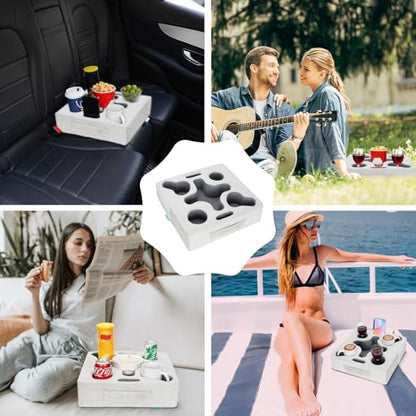 Couch Cup Holder, Silver Grey | Sofa Cup Holder Pillow Tray Caddy, For Bed, RV, TV, Car, Man Cave, Backseat, Holds Remote, Drinks, Snacks - color: SilverGrey