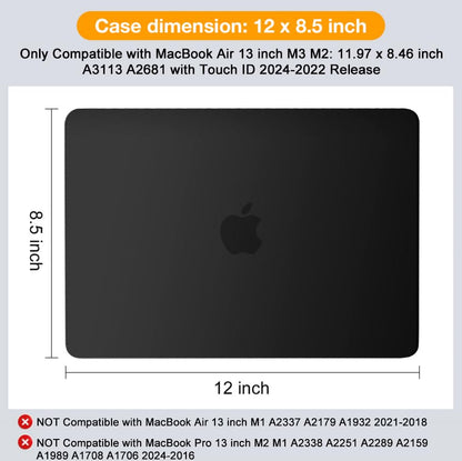 MOSISO Compatible with MacBook Air 13 inch Case M5 2026 M4 2025 M3 M2 2024-2022 A3449 A3240 A3113 A2681, Scratches-Resistant Protective Hard Shell for MacBook Air 13.6 inch Case, Black - color: Black
