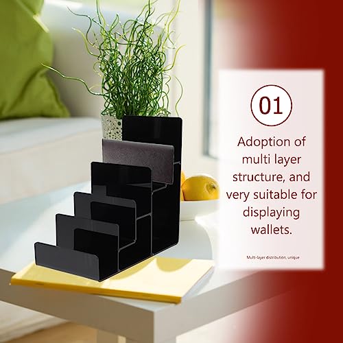 Cabilock Acrylic Wallet Display Stand Multi-Layer Tabletop Storage Rack Clear Wallet Holder for Handbags Sunglasses Jewelry Store Counter and Home D Cor - size: 5 Tier Black