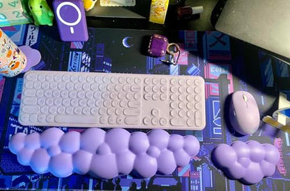 JIKIOU Upgrade Leather Cloud Keyboard Wrist Rest, Cloud Wrist Rest with Non-Slip PU Base, Comfortable Memory Foam Wrist Rest for Computer Laptop Mac Gaming Office and Pain Relief Christmas Wish Gift - color: 04purple