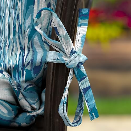 Arden Outdoor Midback Chair Cushion, 18 x 16.5, Rain-Proof, Fade Resistant Aqua Blue Fusion Floral - color: Aqua Blue Fusion Floral