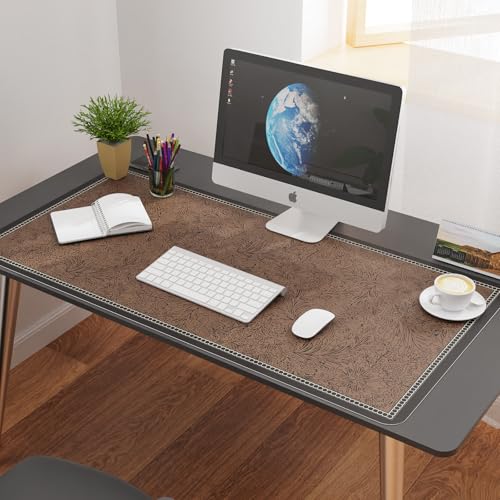 PVC Desk Mat Vintage Table Cover Protector, Non-Slip Writing Desk Pad for Laptop & Keyboard, Waterproof Desktop Mat for Office Home Coffee Kitchen Dresser (Floral Brown, 42” x 96") - color: Floral Brown, size: 96" x 42"