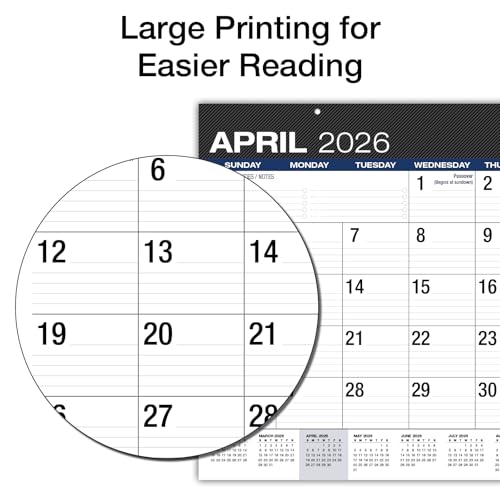 Desk PAD: 22" x 17" Large Print Desk Pad Calendar, APR 2026 - DEC 2027, 21 Months, (Black) - color: Black