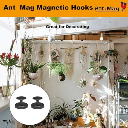 Ant Mag Magnetic Hooks Heavy Duty for Coat Hanging Strong Magnetic Hangers for Metal Surface Great Organization for Cruise Cabinet Door Kitchen Room Office - size: D42 Round 2 Pack