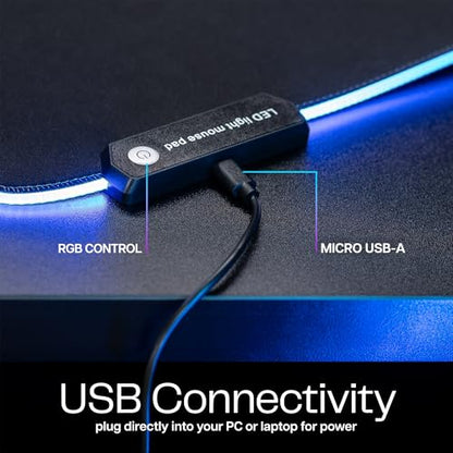 VIVO Large 60 x 30 inch Full Size Desk Pad with RGB Lighting for Office Ambience and Immersive Gaming, Oversized Mouse Pad Table Top Cover, 12 Color Modes, Non-Slip Base, Black, DESK-PAD60-30 - size: 60" x 30"