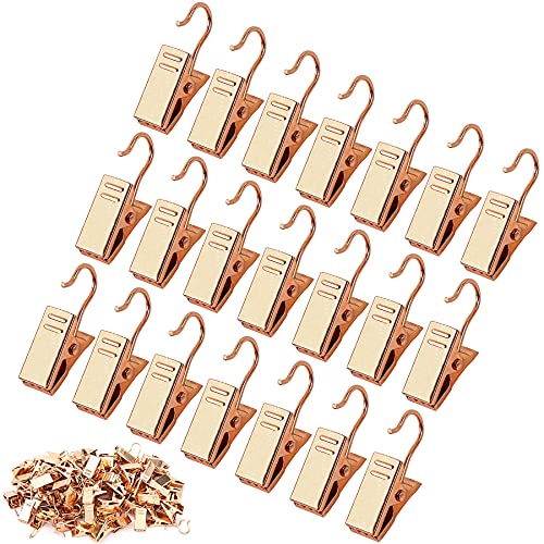 JANYUN 120 Pack Clip Hook Set Stainless Curtain Clips for Hanger Photo Light Home Decoration Art Craft Dispaly Hang Clip (Gold) - color: Gold