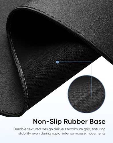 Reniteco Waterproof Large Gaming Mouse Pad with Durable Stitched Edges, Non-Slip Rubber Base, Grainy Jacquard Mouse Mat Desk Pad for Home Office Gaming, 31.5''x11.8''x0.12'', Matte Black - color: Matte Black, size: 31.5''x 11.8''x0.12"