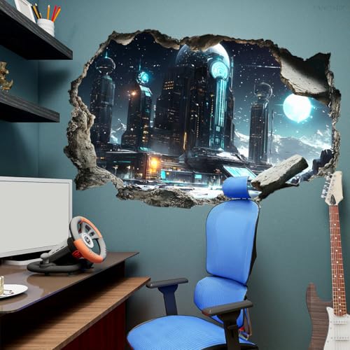 Quanhaigou 3D Wall Decals Stickers Wall Murals Wallpaper Decor for Home Floor Living Room (Tech Universe) - color: Tech Universe