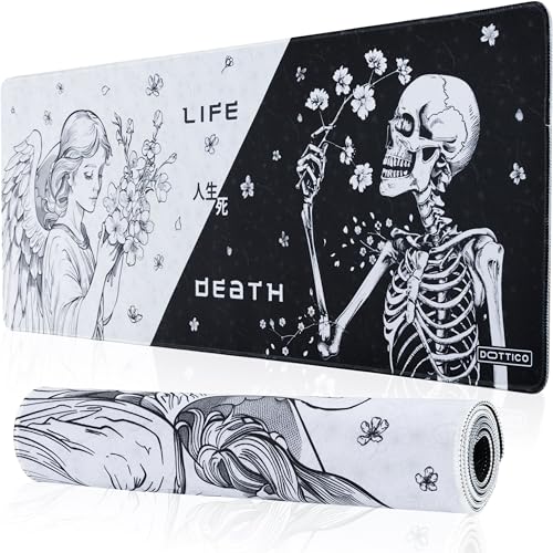 XL Large Gaming Mouse Pad for Desk - Desk Mat for Keyboard and Mouse - PC Mouse Pad - Non-Slip Water Resist Rubber Base, Stitched Edges - 31.5x11.8 in - 80x30 cm (Life&Death, X-Large) - color: Life&Death, size: 31.5L x 11.8W inches