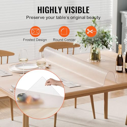 VEVOR Plastic Table Cover, 42 x 60 Inch 1.5 mm Thick Frosted Rectangle PVC Desk Mat Protector, Waterproof & Easy Cleaning Pad Tablecloth, for Office, Dresser, Dining Room, Night Stand - size: 60" x 42" (Rectangular)