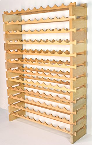 sfDisplay.com,LLC. Modular Wine Rack Beechwood 40-120 Bottle Capacity 10 Bottles Across up to 12 Rows Newest Improved Model (120 Bottles - 12 Rows) - size: 120 Bottles - 12 Rows