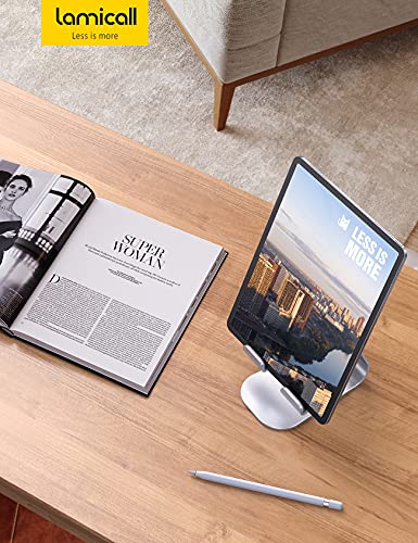 Lamicall S1 Tablet Stand, Adjustable Tablet Holder - Desktop Stand Dock Holder for 4-13" Tablet, iPad Pro 11, 9.7, 10.5, 12.9 Air Mini, Kindle, Tab, Switch, Viral Podcast Video Office Desk Accessories - color: 1-Silver