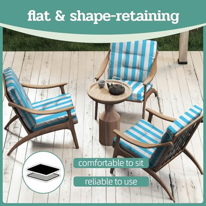 Outdoor Chair Cushions Set of 2, 42x21x4 Inch Patio Cushion for Dining/Rocking Chairs, High Back Soft Seat Pad, Indoor Outside Use, Fade-Resistant & Waterproof, Sky Blue White Stripes - color: Sky Blue White Stripes