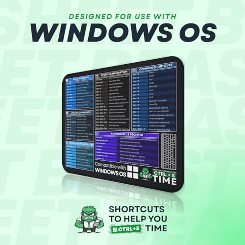 [Winos Compatible] Computer Shortcuts Mouse Pad for Windows - Wrist Rest Included. Portable Mousepad, Cheat Sheet Office, Gaming Commands, Functions DeskMat Waterproof & Non-Slip Desk Pad [12” x 10”] - color: For WinOs