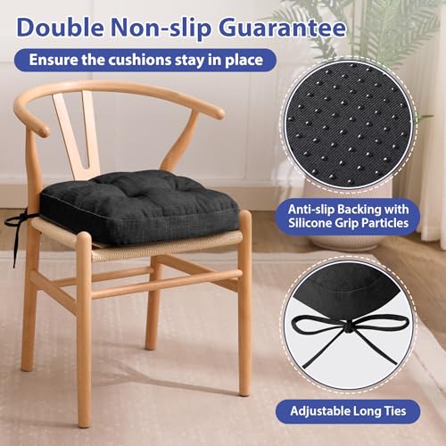 IASEAHK Chair Cushions, Foam Dining Chair Cushions, Tufted Indoor Chair Pads,16.5” x 16.5” x 3.5”, Set of 4, Black - color: Black, size: Pack of 4