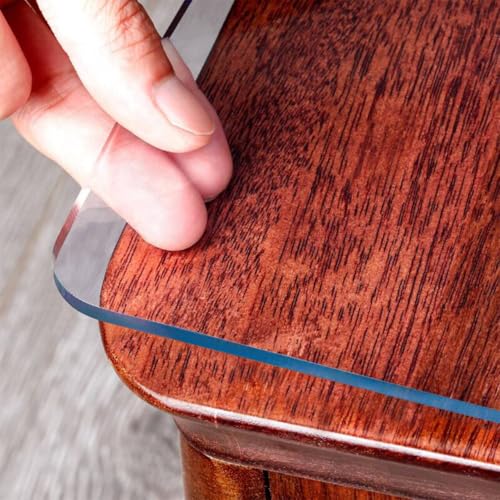 Royhom Clear Table Protector 14 x 30 Inch - 2mm Thick Plastic Table Cover, Clear Table Cover Protector Rectangle, Waterproof PVC Desk Mat for Coffee Table, Writing Desk, Dining Room, Dresser - color: Clear 2mm, size: 14" x 30" (Rectangular)
