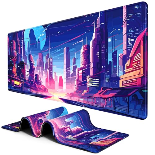 BOSOBO Large Mouse Pad, Desk Pad, XXL XL Extended Gaming Mouse Pad, Desk Mat for Office & Home, Long and HugeKeyboard Mat,Desktop Full Cover 31.5 x 11.8 Inches, Anime Tokyo Cyberpunk - color: Anime Tokyo Cyberpunk, size: XL - 31.5 x 11.8 Inches