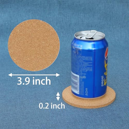 6Pcs Cork Coasters, Tivnhuils 3.9 inch Cork Coaster Desk, Coaster Set for Cup and Plant - size: 6PCS