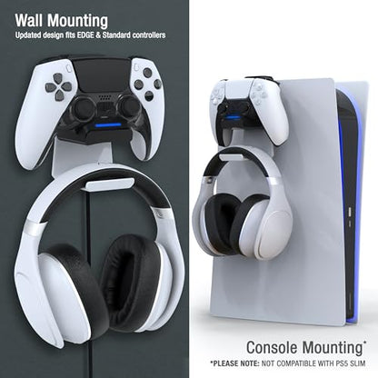 Foamy Lizard PS5 Controller Charger v2.0 Console & Wall Mount for Playstation 5 EDGE & DualSense Fast Charging Station Hanging Dock, Headphone Hook, LED, Overcharge Protection (PS5 White+Black) - color: PS5 White+Black