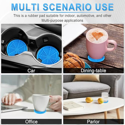 Alpmosn 4PCS Spider Web Car Cup Holders, Halloween Non-Slip Silicone Insert Coasters, Automotive Cupholder Goth Accessories for Men & Women (Blue) - color: Blue