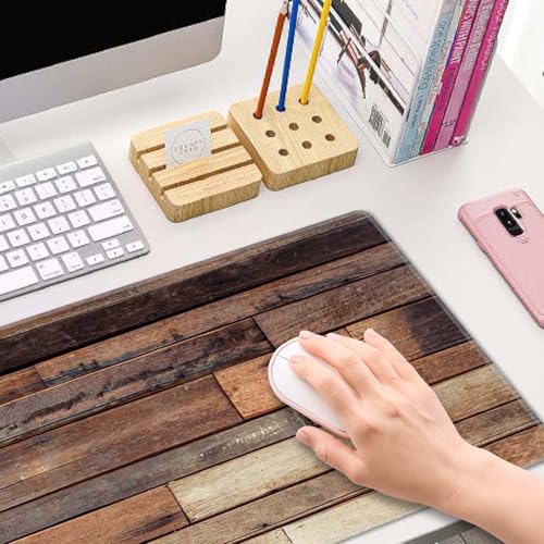 Desk Mat, Old Wood Plank Texture Extended Gaming Mouse Pad Large, 31.5"x11.8" Big Mouse Pad with Non-Slip Base and Stitched Edge, Long Computer Keyboard Mouse Mat for Home Office Work - color: Old Wood Plank Texture