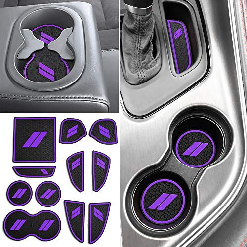 Auovo 11pcs Decor Liner for Challenger Accessories 2015 2016 2017 2018 2019 2020 2021 2022 2023 Interior Anti Dust Mats Center Console Cup Holder Insert Door Pocket Pad for Challenger 2022 (Purple) - color: Purple