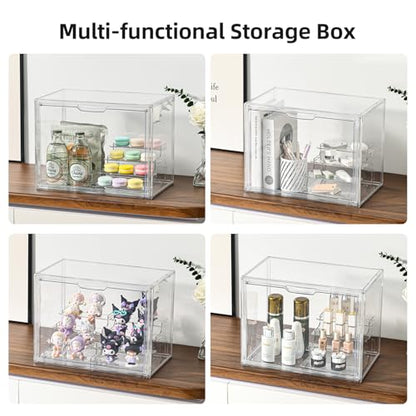 4Tier Display Case for Collectibles,Clear Display Box with 2 Stands ,Storage Container with Magnetic Door - size: XLarge 2 Pack