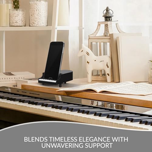 VELENTI Piano Phone Stand - Fancy Holder for Bed, Office - Large Cell Stand Holds 8 cm Wide Phones for Piano Players, Music Lovers - Sturdy Desk Phone Stand - style: Piano