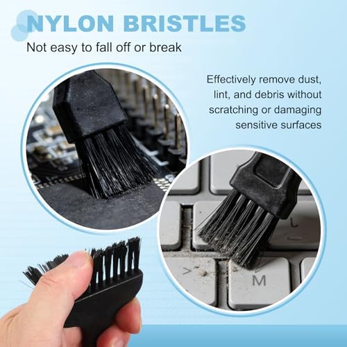 PATIKIL ESD Brush, 3Pcs Electronic Cleaning Brush Set with Tweezers Anti Static Cleaning Tools Plastic Flat Nylon for PCB Computer Keyboard Camera 3D Printers, 25x62mm Bristles