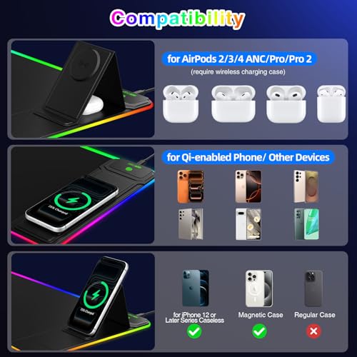 XXL RGB LED Gaming Mouse Pad with Magnetic Wireless Charging & Foldable Phone Holder, 31.5"x11.8" Extended Ultra-Smooth Desk Pad, 25 Lighting Effects, Non-Slip Base - color: RGB-31.5"x11.8"-Magnetic Stand-Right