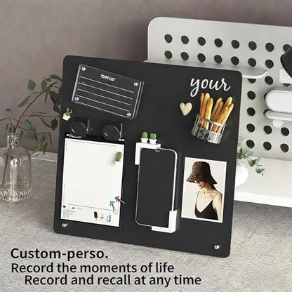 1-Pack Magnet Board, Magnet Display Stand, 12.6 x 11 Inch Memo Board with Removable Feet for Desk, Kitchen, Memo, Photo and Document Display(1, Black-Vertical) - color: Black-vertical