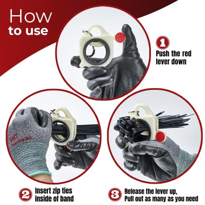 Zip Tie Organizer Band (1PC) with 8 inch Black Zip Ties (10PCS) for Cable ties Arrangement. - style: 1- 1 Pc