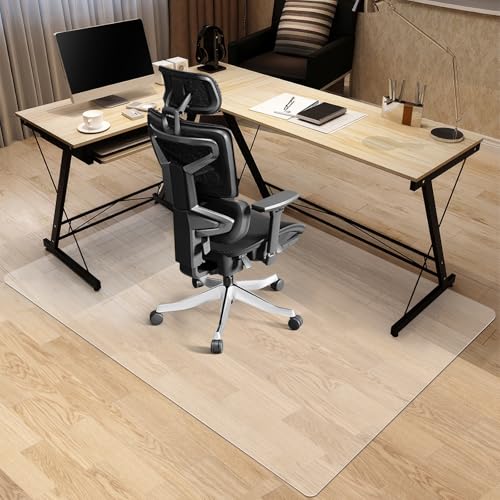 Kuyal Office Chair Mat for Hardwood Floor, 51'' x63'' Rectangle Transparent Desk Thick Durable Chair Mat for Rolling Chairs, Easy Glide, Floor-Protector - size: 51"x63" for Hard floor