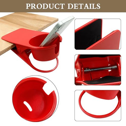 Jiozermi Drinking Cup Holder Clip, Desk Drink Holder with Clip for Water, Soda, Coffee Mug (Red) - color: Red