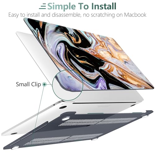 DONGKE Compatible with MacBook Pro 13 inch Case 2024 2023-2020 Release A2338 M2/M1 A2251 A2289 with Retina Display & Touch ID, Plastic Hard Shell & Keyboard Cover & Screen Film - Black Marble - color: Black Marble