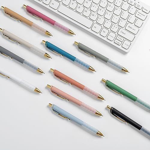Linbsunne Ballpoint Pens Black Medium Point 1mm with Super Soft Grip Ball Point Pen for Men Women Retractable(gold-6x2 pcs) - color: gold-6x2 pcs