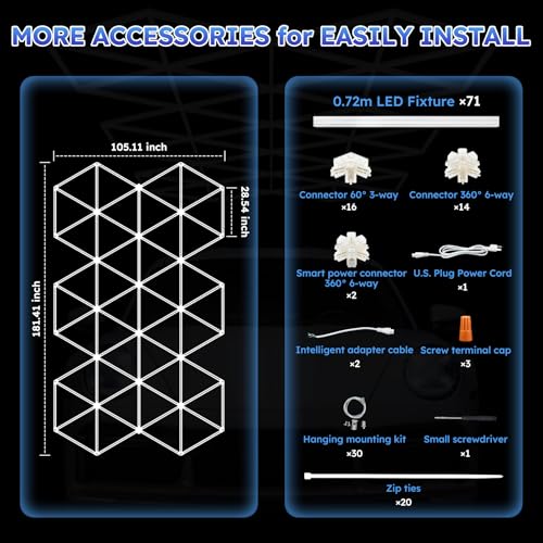Triangle LED Garage Light - 71 Pack Hexagonal Lights, 710W 78100LM Super Bright Garage Ceiling Lights, Larger Size Honeycomb Light for Warehouse Workshop Gym Basement Car Care Wash Room - size: Triangle