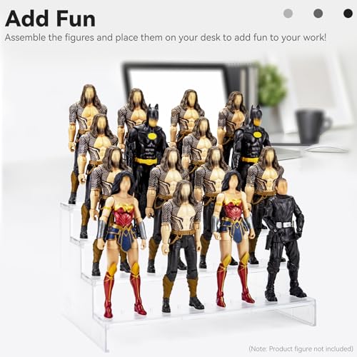 6 inch Acrylic Riser Display Shelf,Clear Action Figures Stands With PEG,4 Tier Toy Collectibles Organizer Compatible with 1/12 Scale Action Figure Toy (Fit For 6 inch Figure Toy-Clear) - color: Fit For 6 inch Figure Toy-Clear