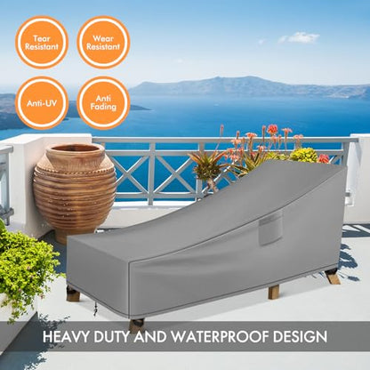 WLEAFJ Patio Chaise Lounge Cover Waterproof, Heavy Duty Outdoor Lounge Chair Covers, Durable Patio Furniture Covers, 78L x 34W x 32H inch - 2 Pack, Gray - color: Gray, size: 2 Pack-78L x 34W x 32H inch