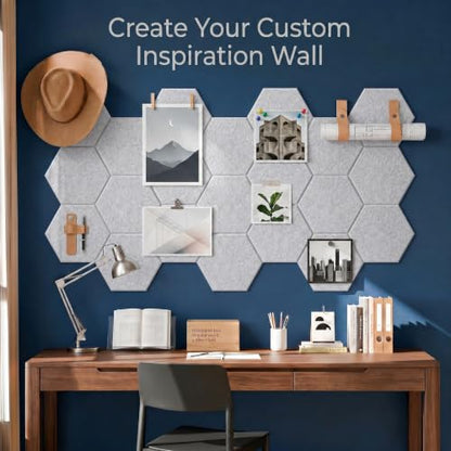 12 Pack Hexagon Acoustic Panels, 12" x 10" x 0.4" High-Density Soundproof Wall Panels, Self-Adhesive Acoustic Wall Panels for Studio, Home, Office, Silvergray - color: Basic Hexagon - SilverGray, size: Hexagon - 12 Pack