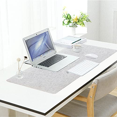 DAWNTREES Felt Desk Pad,Large Keyboard Mat,Wool Desk Mat,Extra Large Felt Mouse Pad for Computers,Laptops, Offices and Homes. (Light Gray) - color: Light Gray