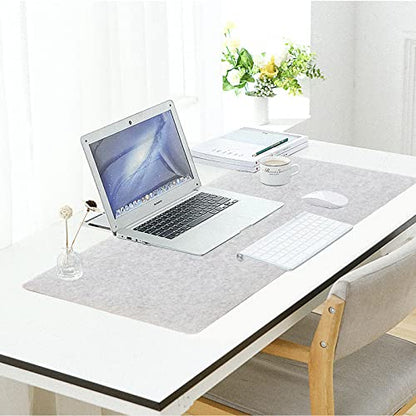 DAWNTREES Non-Slip Felt Desk Mat | 36''x16'' | Large Computer Desk Mat Keyboard and Mouse Pad | Office Desktop Pad Protector (Light Grey) - color: Light Grey, size: 36" X 16"