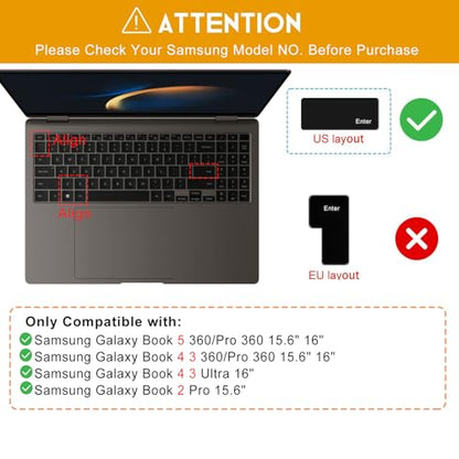 Keyboard Cover for 2025 2024 2023 Samsung Galaxy Book 5 4 3 360/Pro 360 15.6" &16", NP960XFG NP964XFG NP754XFG NP950XED NP950QDB Keyboard Protector -Ombre Mint - color: Ombre Mint