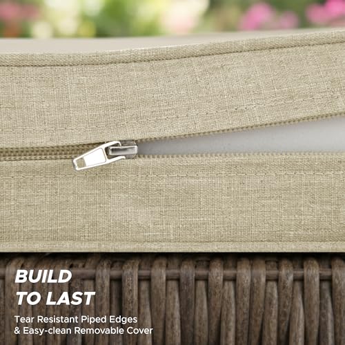 Outdoor Chair Cushions, Fade-Resistant & Water-Resistant, D Shaped Patio Furniture Seat Chair Pads Replacement with Ties, Non-Slip Bottom, Removable Cover, Set of 2, 18.5 x 16 Inch, Beige - color: Beige, size: 18.5" x 16" 2 Pack