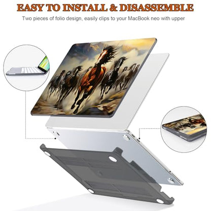 for 2026 MacBook Neo 13 Inch Case A18 Pro A3404 | Slim Scratch-Resistant Hard Shell Case with Keyboard Cover, Screen Film, Silicone Dust Plugs & Webcam Privacy Cover | Galloping Horse - color: Galloping Horse