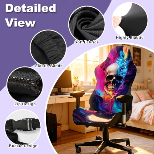 Gaming Chair Covers, 3D Printing Stretchable Soft Non-Slip Easy to Install Gamer Chair Cover with Armrest Cover(No Chair)(K) - color: K
