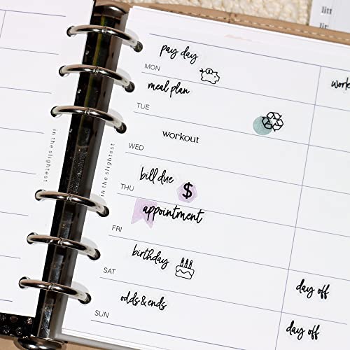 Clear Black Foil Planner Stickers, Productivity, Functional, Icons, Words, Easy-to-Read, Over 600 Stickers, Folder Included, Organize, Aesthetic, Minimal - Midnight - color: Midnight